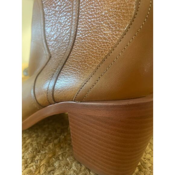 Joie Womens Ryann Caramel Leather Mid-Calf Pull On Cowboy, Western Boots Shoes - Picture 5 of 11